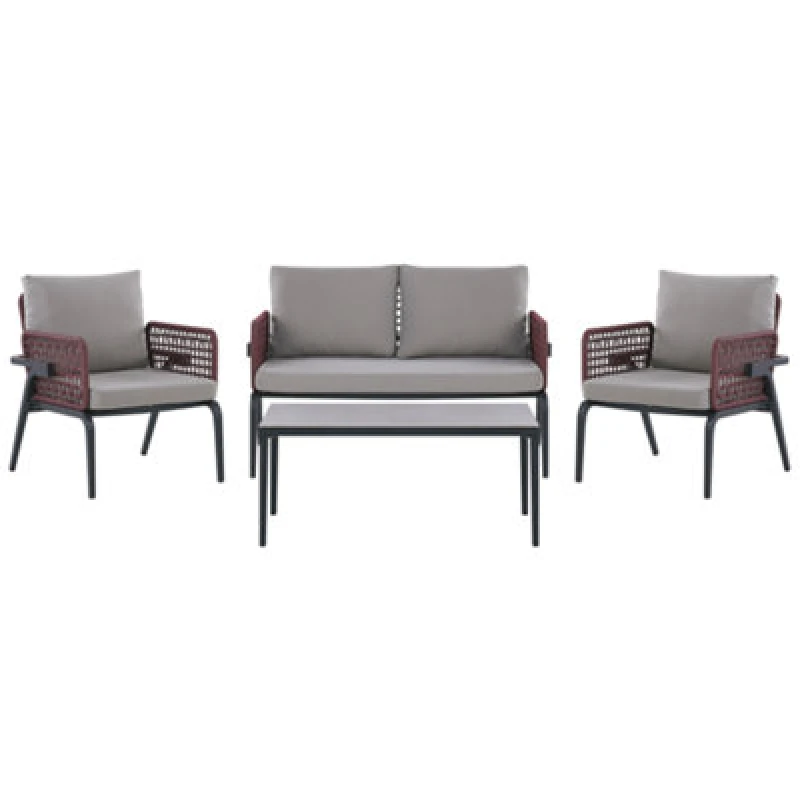 Image of Beliani Garden Lounge Set With Table 4 Seater Sciacca Metal Grey