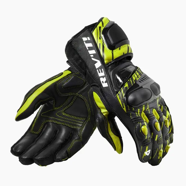 Image of REV'IT! Quantum 2 Neon Yellow Black Motorcycle Gloves Size XL