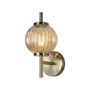 image of Wall Lamp, 1 x G9, Antique Brass, Amber Glass - Luminosa Lighting