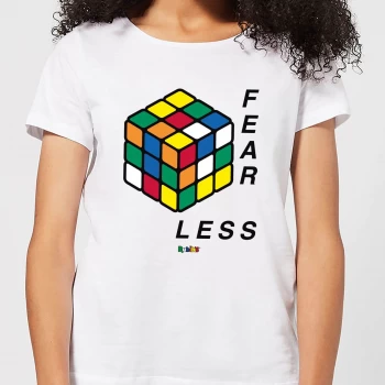 image of Fear Less Rubik's Cube Womens T-Shirt - White - L