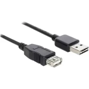 image of Delock USB cable USB 2.0 USB-A plug, USB-A socket 3m Black Duplex use connector, gold plated connectors, UL-approved 83372