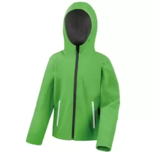 Image of Result Core Kids Unisex Junior Hooded Softshell Jacket (11/12) (Vivid Green/Black)