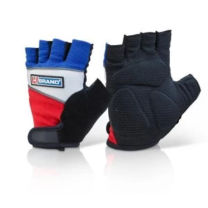 image of BBrand Medium Fingerless Gel Grip Gloves RedWhiteBlue