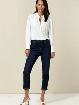 Image of Wallis Scarlett Roll Up Jean - Indigo, Dark Blue, Size 10, Women
