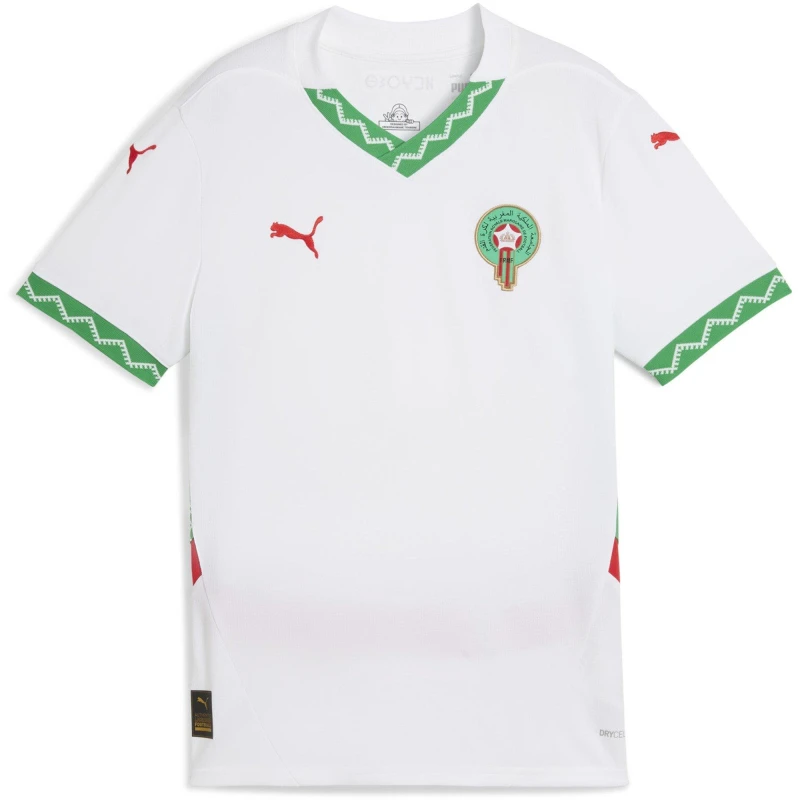 Image of Puma Morocco Away Shirt 2025 Juniors White/Green male 11-12 (L)