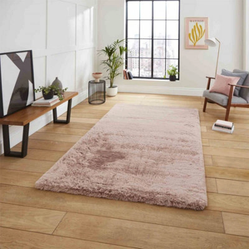 Image of Think Rugs Super Teddy Rose Rug-Rectangle 150 x 230 cm/Polyester-Plain Shaggy SUPTEDRSE1523