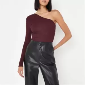 image of Missguided Shoulder Ribbed Knitted Top - Red