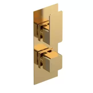 image of Nuie Twin Thermostatic Valve - Brushed Brass