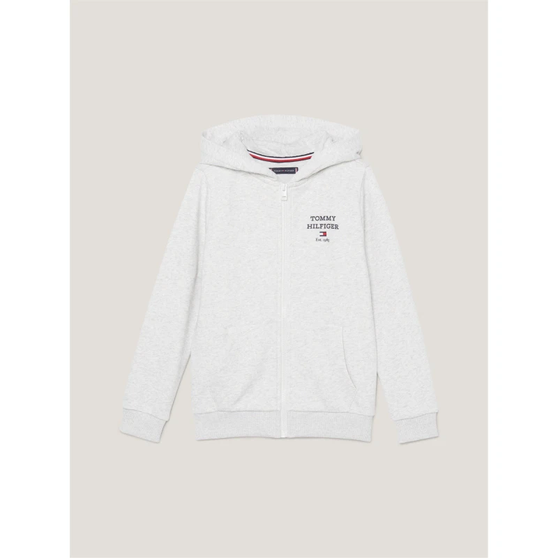 Image of Tommy Hilfiger Back Logo Zip Hoodie Juniors - Grey Grey One Size