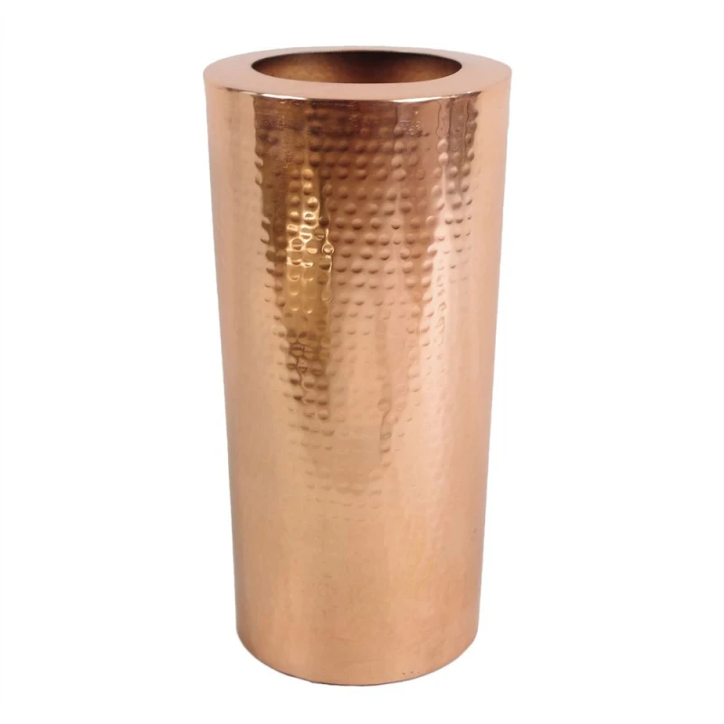 Image of Leaf Premium Handcrafted Leaf Metal Vase 15x30cm Antique Copper Rustic Finish