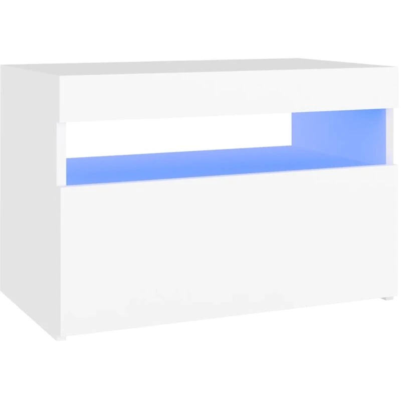 Image of VIDAXL Bedside Cabinet & LED Lights White 60x35x40cm Engineered Wood Vidaxl 8720286640562