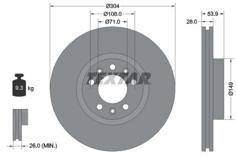 Image of Brake disc TEXTAR 92287203
