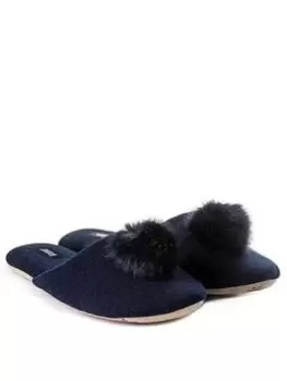 image of TOTES Cashmere Wool Blend Mule Slipper - Navy, Size 5-6, Women