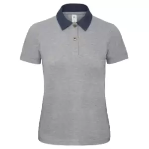 Image of B&C Denim Womens/Ladies Forward Short Sleeve Polo Shirt (XS) (Denim/ Heather Grey)