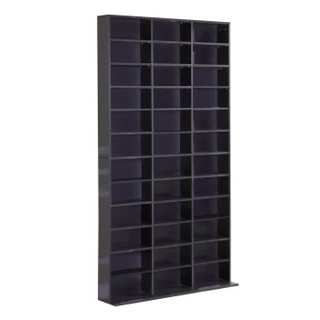 image of HOMCOM CD / DVD Storage Shelf Storage Unit for 1116 CDs Height-Adjustable Compartments 102 x 24 x 195cm Black