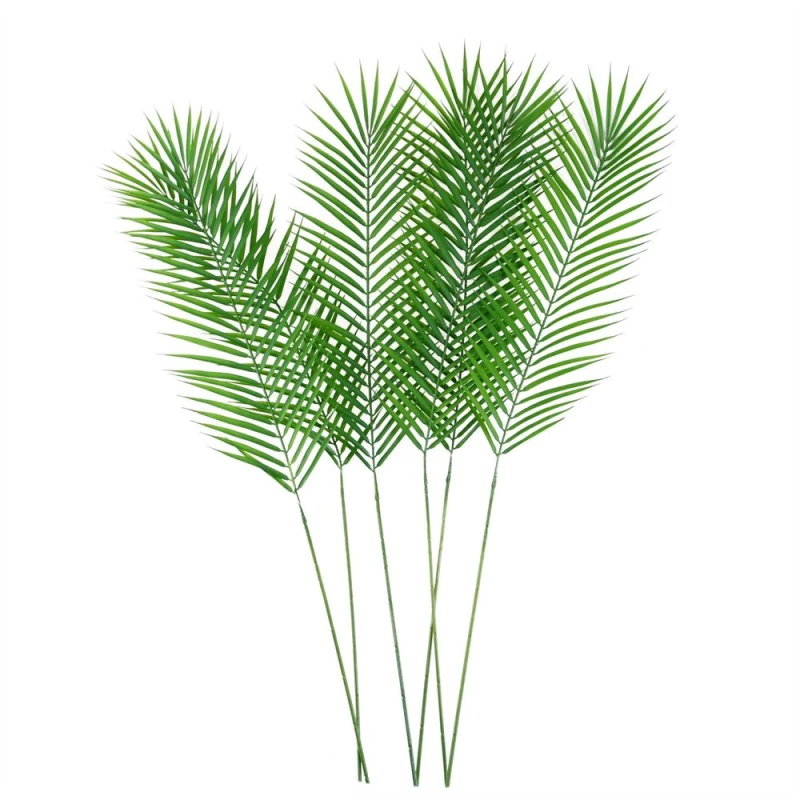 Image of Leaf Pack of 6 x 100cm Realistic Artificial Palm Leaf Green unisex