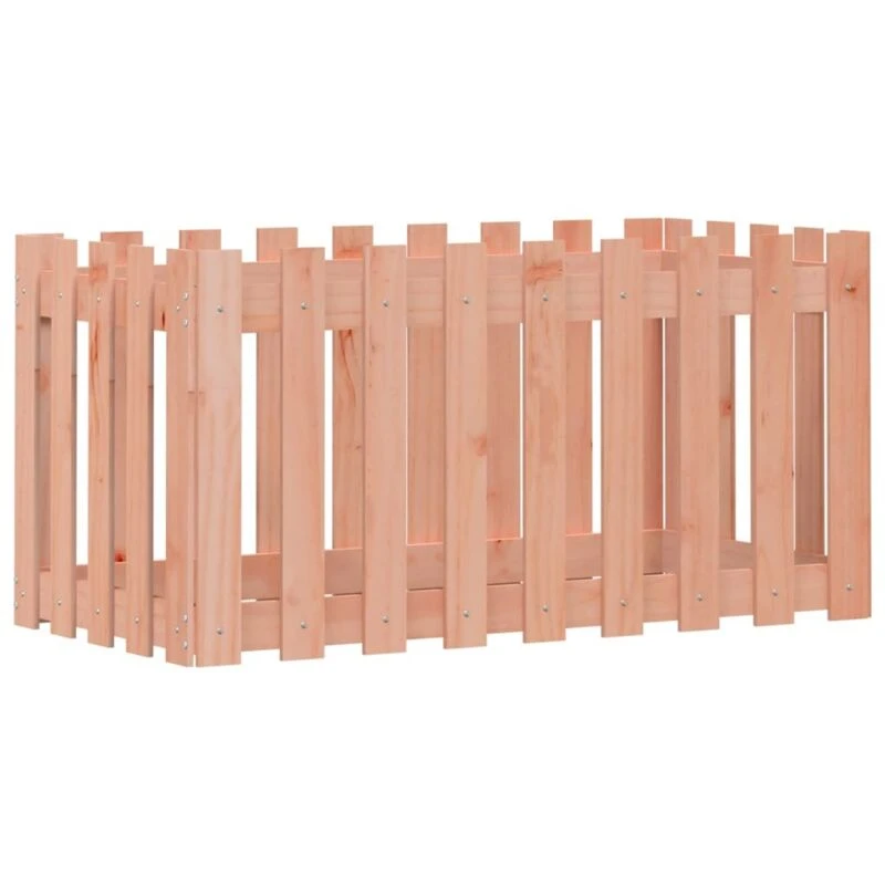 Image of vidaXL Garden Raised Bed w/ Fence Design 100x50x50cm Solid Wood Douglas, Brown 832480