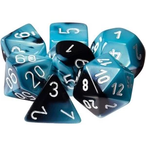 Image of Chessex Gemini Poly 7 Set: Black - Shell/White