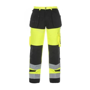 image of Hertford High Visibility Trouser Two Tone Saturn Yellow/Black - Size 40R