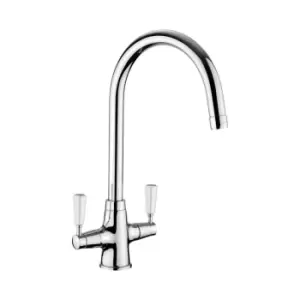 Image of Rangemaster TAC2CM/WH Aquaclassic 2 Dual Lever Monobloc Tap - Chrome/White