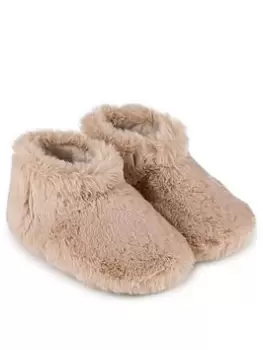 image of TOTES Faux Fur Short Boot Slipper - Natural, Size 5-6, Women