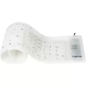 Image of LogiLink ID0018A USB Keyboard German, QWERTZ, Windows White Foldable, Splashproof, Dustproof