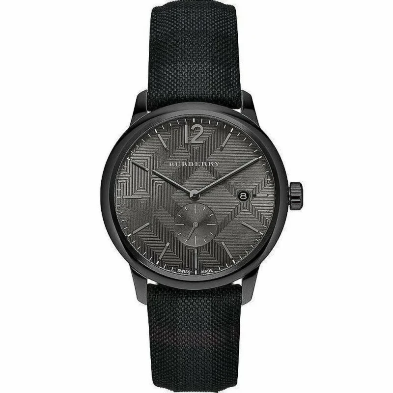 Image of Burberry Burberry BU10010 Check Stamped Round Dial 40mm Mens Watch 40