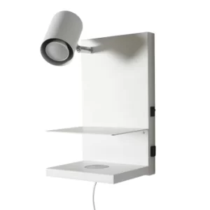 Image of Omnia Sandy White Plug In Shelf Light with USB Charging Port and Wire