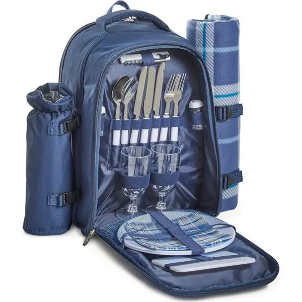 image of VonShef VonShef Picnic Backpack, 2 Person - Blue One Size