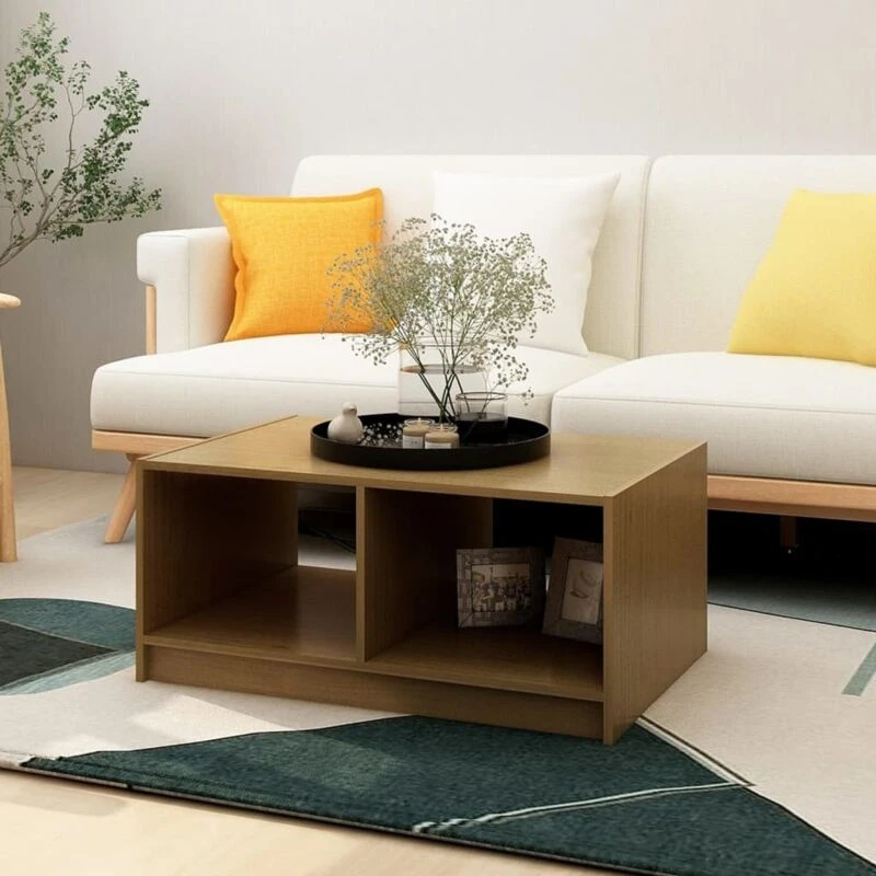 Image of Vidaxl Coffee Table Honey Brown 75X50X33.5cm Solid Pinewood, Brown 809909