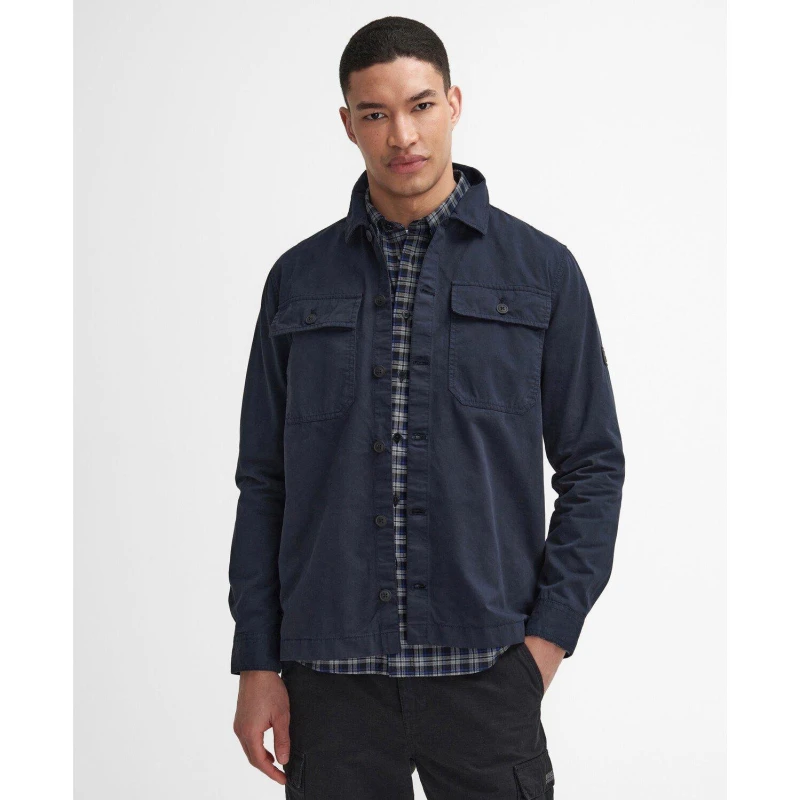 Image of Barbour International Mens Arlo Cotton Long Sleeve Overshirt Navy NY91 male 2XL