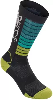 image of Alpinestars Drop 22 Socks, black-blue-yellow Size M black-blue-yellow, Size M