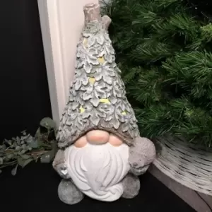 Image of 50cm Battery LED Christmas Gnome Ornament with Ivy Leaf Hat in Warm White