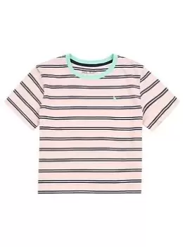 Image of Jack Wills Girls Stripe Short Sleeve T Shirt - Crystal Rose, Pink, Size Age: 8-9 Years, Women