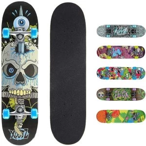 image of Xootz Kids Complete Beginners Double Kick Trick Skateboard Maple Deck - 31 x 8" Snake Skull