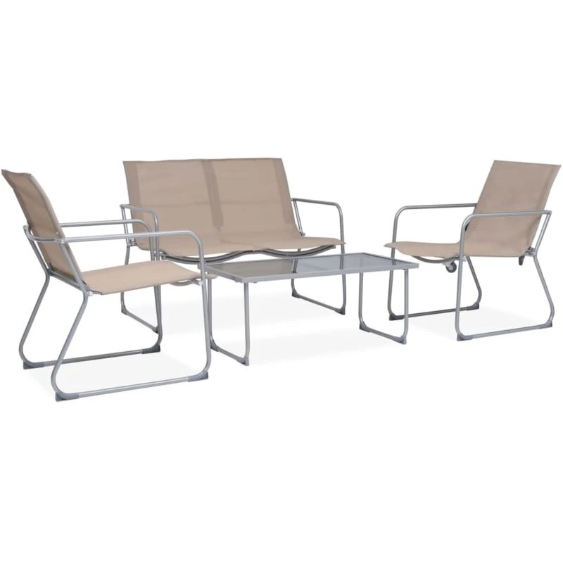 Image of VIDAXL 4 Piece Garden Lounge Set Fabric & Steel Taupe Vidaxl 8718475621515