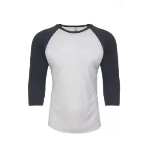 Image of Next Level Adults Unisex Tri-Blend 3/4 Sleeve Raglan T-Shirt (XS) (Indigo/Heather White)