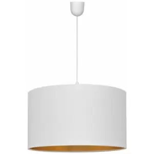 Image of Helam Alba Cylindrical Pendant Ceiling Light White, Gold 45cm