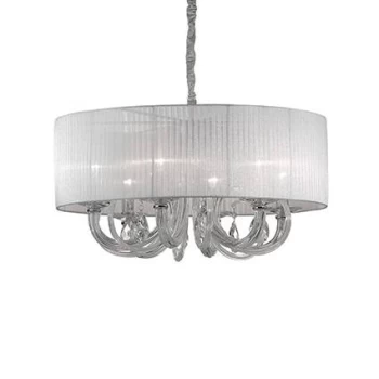 image of Swan 6 Light Multi Arm Ceiling Pendant Chrome, Glass Six, E14