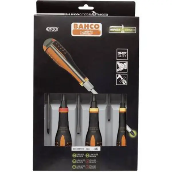 image of Bahco Ergo Workshop Screwdriver set 6 Piece Slot, Phillips BE-9881TB