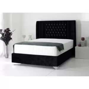 Image of Alexis Luxury Modern Beds - Plush Velvet, Double Size Frame, Black - Black