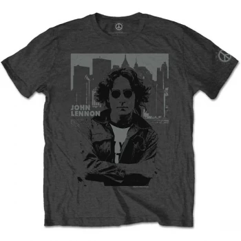 John Lennon - Skyline Mens Small T-Shirt - Charcoal Grey