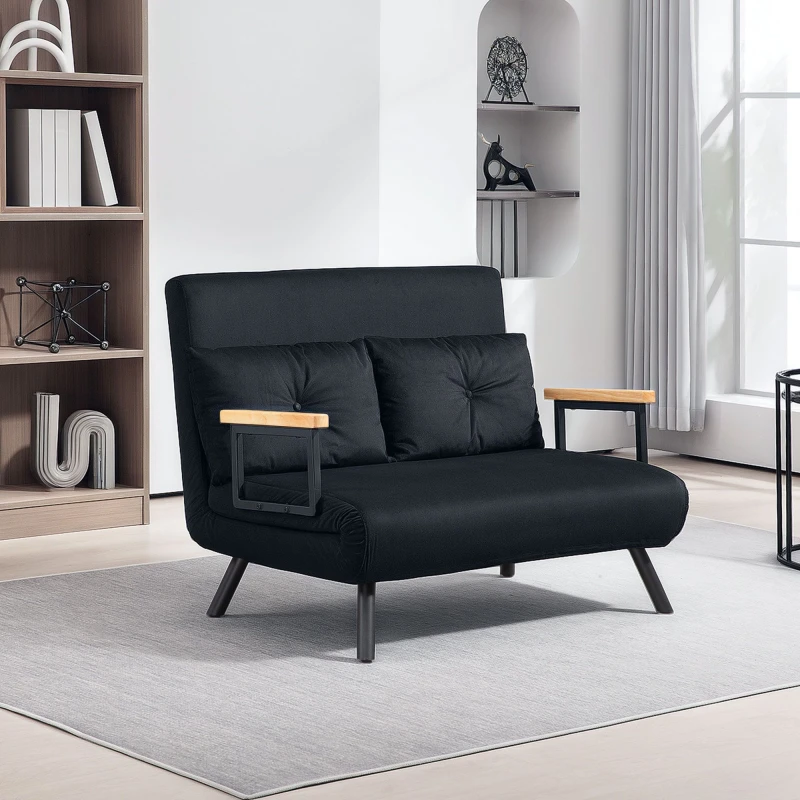 Image of HOMCOM Click Clack 2 Seater Sofa Bed for Living Room, Guest Room Black