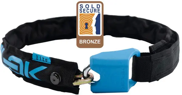 Hiplok LITE Wearable Chain Lock Sold Secure Bronze in Black and Cyan BLACK/CYAN