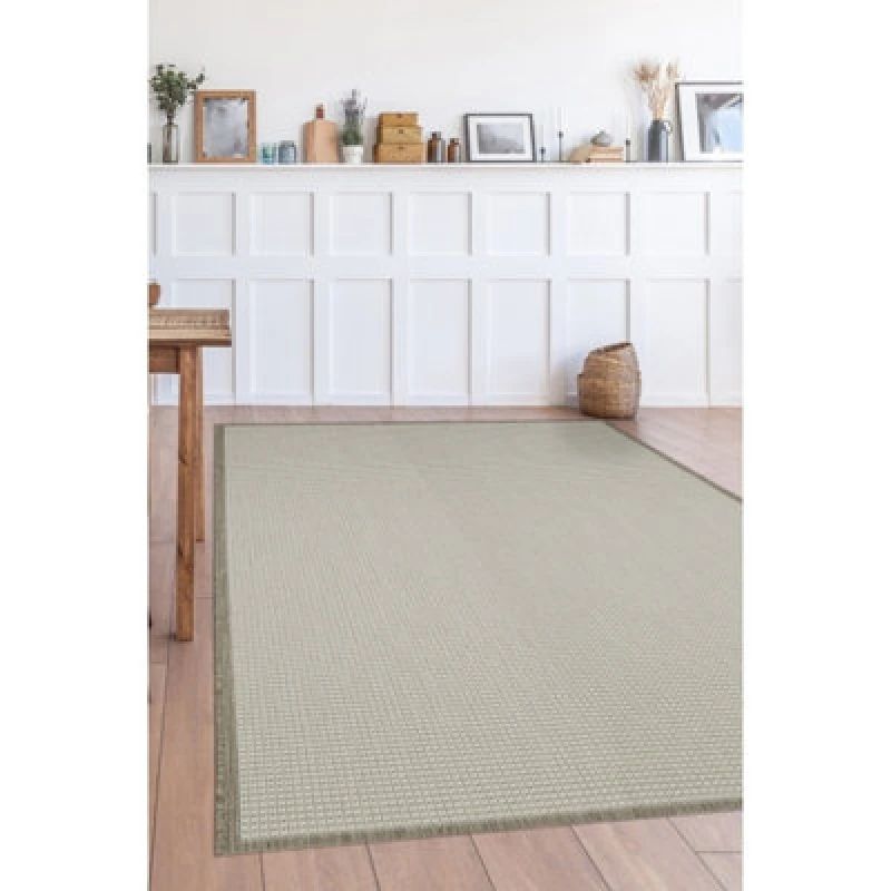 Image of Melrose Eden Border Natural Indoor Outdoor X-Large Area Rug 3mm Pile Height - 200/290Cm