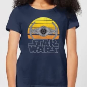 Image of Star Wars Sunset Tie Womens T-Shirt - Navy - L
