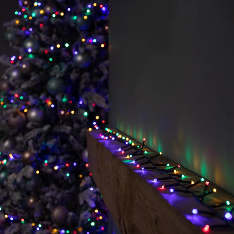 Image of 15.5m 600 LED Colour Changing Christmas String Lights in White to Multi-Colour