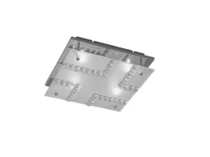 Image of Starlet Flush Ceiling Square 4 Light Polished Chrome, Glass, Crystal
