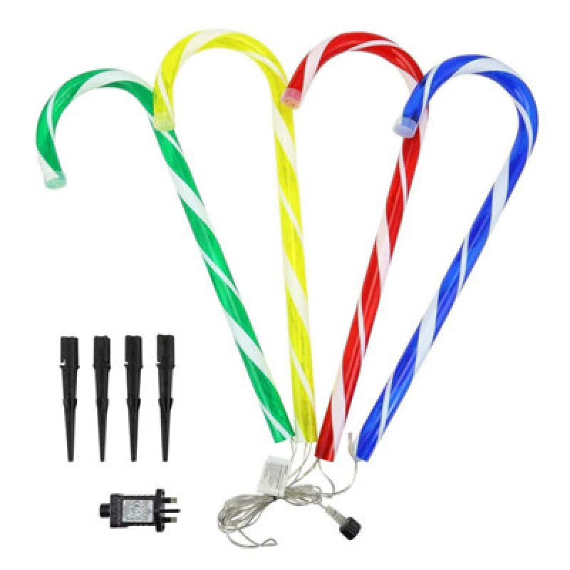 Image of Shatchi 72Cm Tall Christmas Candy Cane Stack Lights Multicolour Set Of 4 Mains Powered