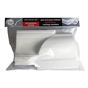 Image of Wickes Duropolymer Coving Internal Corner 134mm Pack 2
